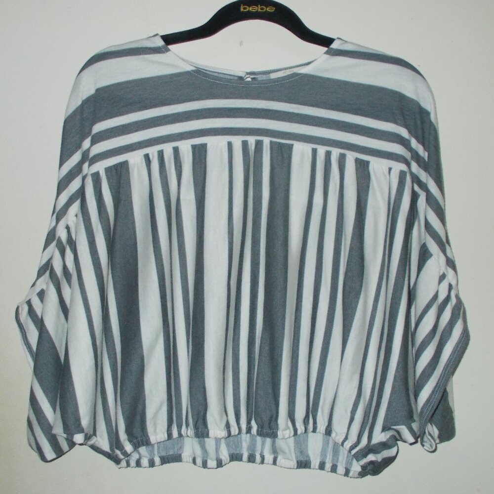 Lucky Brand Striped Blouse White/Gray Size Small
